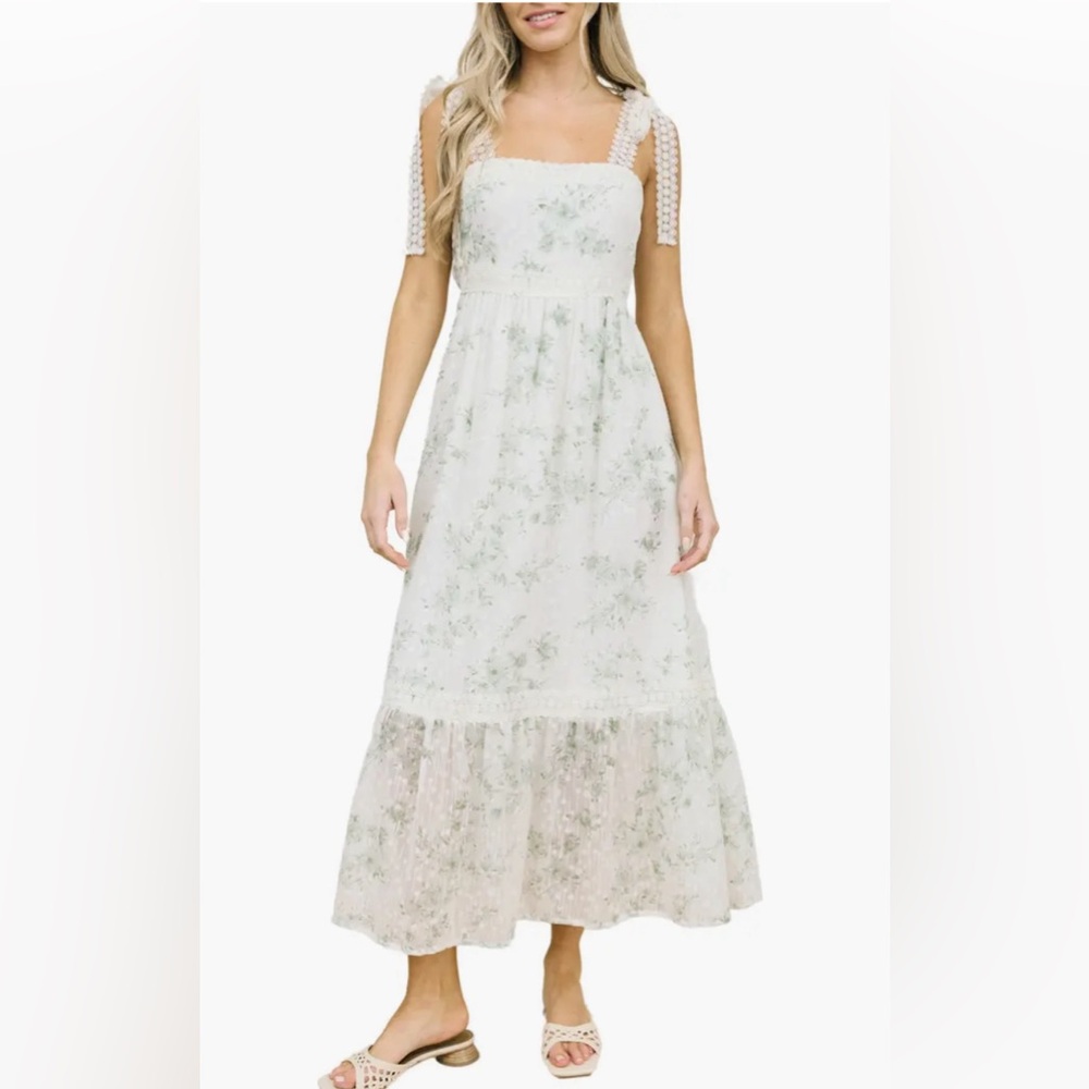 Floral Tie Strap Empire Waist Maxi Dress